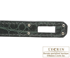 Hermes　Kelly bag 25　Vert fonce　Niloticus crocodile skin　Silver hardware