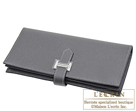 Hermes　Bearn Soufflet　Graphite　Epsom leather　Silver hardware