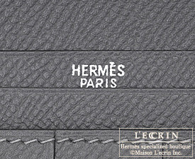 Hermes　Bearn Soufflet　Graphite　Epsom leather　Silver hardware