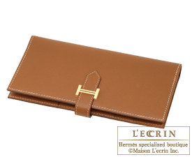 Hermes　Bearn bi-fold wallet　Gold　Epsom leather　Gold hardware