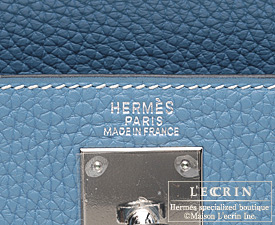 Hermes　Kelly bag 32　Retourne　Blue jean　Clemence leather　Silver hardware