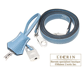 Hermes　Kelly bag 32　Retourne　Blue jean　Clemence leather　Silver hardware