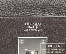 Hermes　Kelly bag 32　Retourne　Chocolat/Chocolate　Clemence leather　Silver hardware