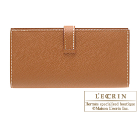 Hermes　Bearn Soufflet　Gold　Epsom leather　Gold hardware