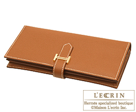 Hermes　Bearn Soufflet　Gold　Epsom leather　Gold hardware