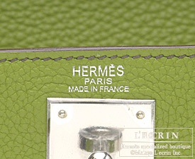 Hermes　Kelly bag 28　Anis green　Togo leather　Silver hardware