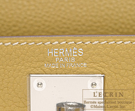 Hermes　Kelly bag 28　Curry　Clemence leather　Silver hardware