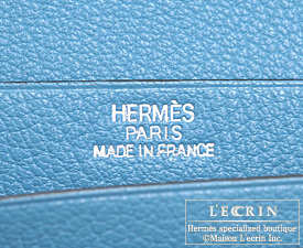 Hermes　Bearn Soufflet　Turquoise blue　Chevre myzore goatskin　Silver hardware