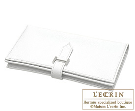 Hermes　Bearn Soufflet　White　Epsom leather　Silver hardware