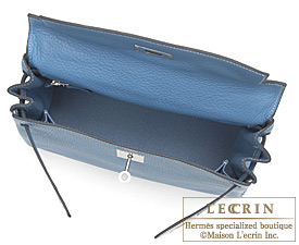 Hermes　Kelly bag 28　Blue jean　Clemence leather　Silver hardware