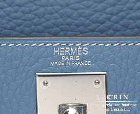 Hermes　Kelly bag 28　Blue jean　Clemence leather　Silver hardware