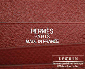 Hermes　Bearn Soufflet　Chocolat/Rouge garance　Epsom leather　Silver hardware