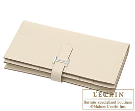 Hermes　Bearn Soufflet　Parchemin/Parchment beige　Epsom leather　Silver hardware