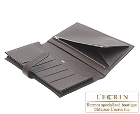 Hermes　Bearn Soufflet　Chocolat/Chocolate　Epsom leather　Silver hardware