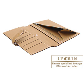 Hermes　Bearn bi-fold wallet　Blue jean/Natural　Epsom leather　Silver hardware
