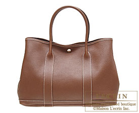 Hermes　Garden Party bag 36/PM　Marron dinde　Negonda leather　Silver hardware