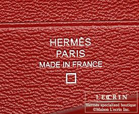 Hermes　Bearn Soufflet　Rouge H/Dark red　Alligator　crocodile skin　Silver hardware