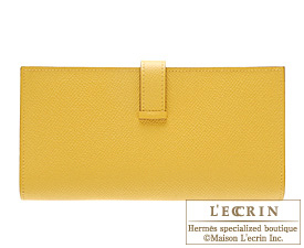 Hermes　Bearn Soufflet　Soleil/Soleil yellow　Epsom leather　Gold hardware