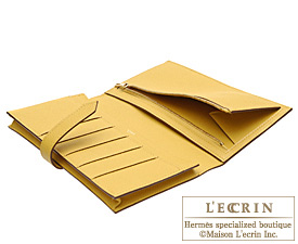 Hermes　Bearn Soufflet　Soleil/Soleil yellow　Epsom leather　Gold hardware