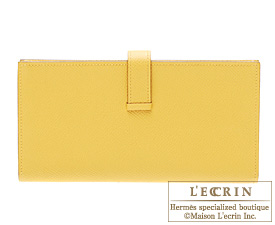 Hermes　Bearn Soufflet　Soleil/Soleil yellow　Epsom leather　Silver hardware