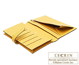 Hermes　Bearn Soufflet　Soleil/Soleil yellow　Epsom leather　Silver hardware
