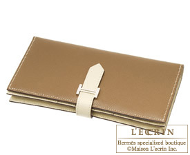 Hermes　Bearn Soufflet　Parchemin/Alezan　Epsom leather　Silver hardware