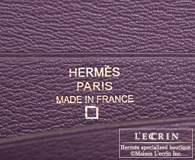 Hermes　Bearn Soufflet　Amethyst/Purple　Alligator crocodile skin　Gold hardware