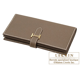 Hermes　Bearn Soufflet　Etoupe grey　Epsom leather　Gold hardware