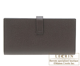 Hermes　Bearn Soufflet　Chocolat/Chocolate　Epsom leather　Gold hardware