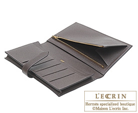 Hermes　Bearn Soufflet　Chocolat/Chocolate　Epsom leather　Gold hardware
