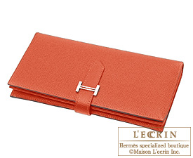 Hermes　Bearn Soufflet　Rouge venitienne/Venetian red　Epsom leather　Silver hardware
