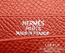 Hermes　Bearn Soufflet　Rouge venitienne/Venetian red　Epsom leather　Silver hardware