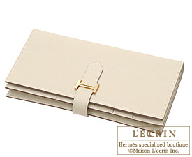 Hermes　Bearn Soufflet　Parchemin/Parchment beige　Epsom leather　Gold hardware