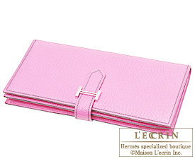 Hermes　Bearn Soufflet　Pink　Chevre myzore goatskin　Silver hardware