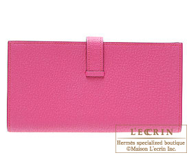 Hermes　Bearn Soufflet　Rose shocking/Hot pink　Chevre myzore goatskin　Gold hardware