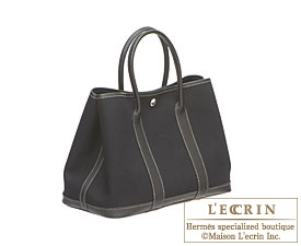 Hermes　Garden Party bag 30/TPM　Black　Toile officier with Buffalo leather　Silver hardware