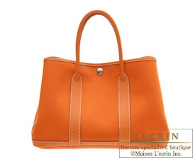 Hermes　Garden Party bag 30/TPM　Orange　Toile officier with Buffalo leather　Silver hardware