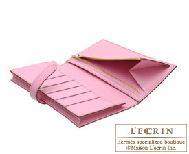 Hermes　Bearn Soufflet　Pink　Epsom leather　Gold hardware