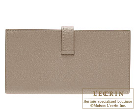 Hermes Bearn Soufflet Gris tourterelle Chevre myzore goatskin