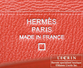 Hermes　Bearn Soufflet　Rouge indien/Indian red　Alligator crocodile skin　Silver hardware