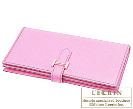 Hermes　Bearn Soufflet　Pink　Chevre myzore goatskin　Gold hardware
