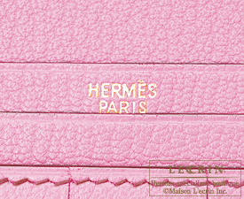 Hermes　Bearn Soufflet　Pink　Chevre myzore goatskin　Gold hardware