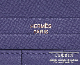 Hermes　Bearn Soufflet　Iris　Epsom leather　Gold hardware