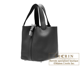 Hermes　Picotin Lock bag 18/PM　Black　Clemence leather　Silver hardware