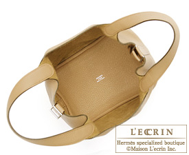 Hermes　Picotin Lock bag 18/PM　Tabac camel　Clemence leather　Silver hardware