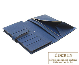 Hermes　Bearn Soufflet　Blue de malte/Dark blue　Epsom leather　Silver hardware