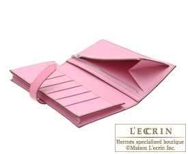 Hermes　Bearn Soufflet　Pink　Lizard skin　Silver hardware