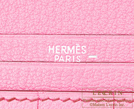 Hermes　Bearn Soufflet　Pink　Lizard skin　Silver hardware