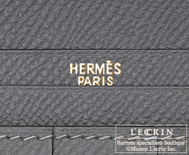 Hermes　Bearn Soufflet　Graphite　Epsom leather　Gold hardware