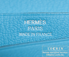 Hermes　Bearn Soufflet　Blue de malte/Blue aztec　Chevre myzore goatskin　Silver hardware